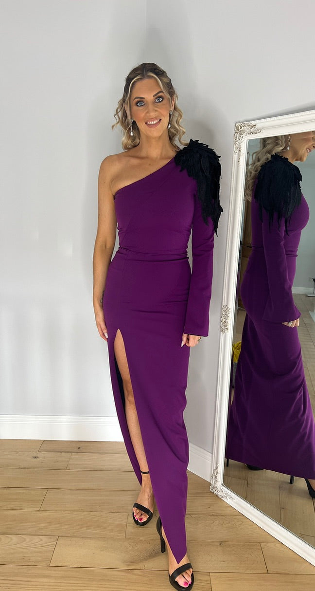 Willow, purple maxi dress, second view.
