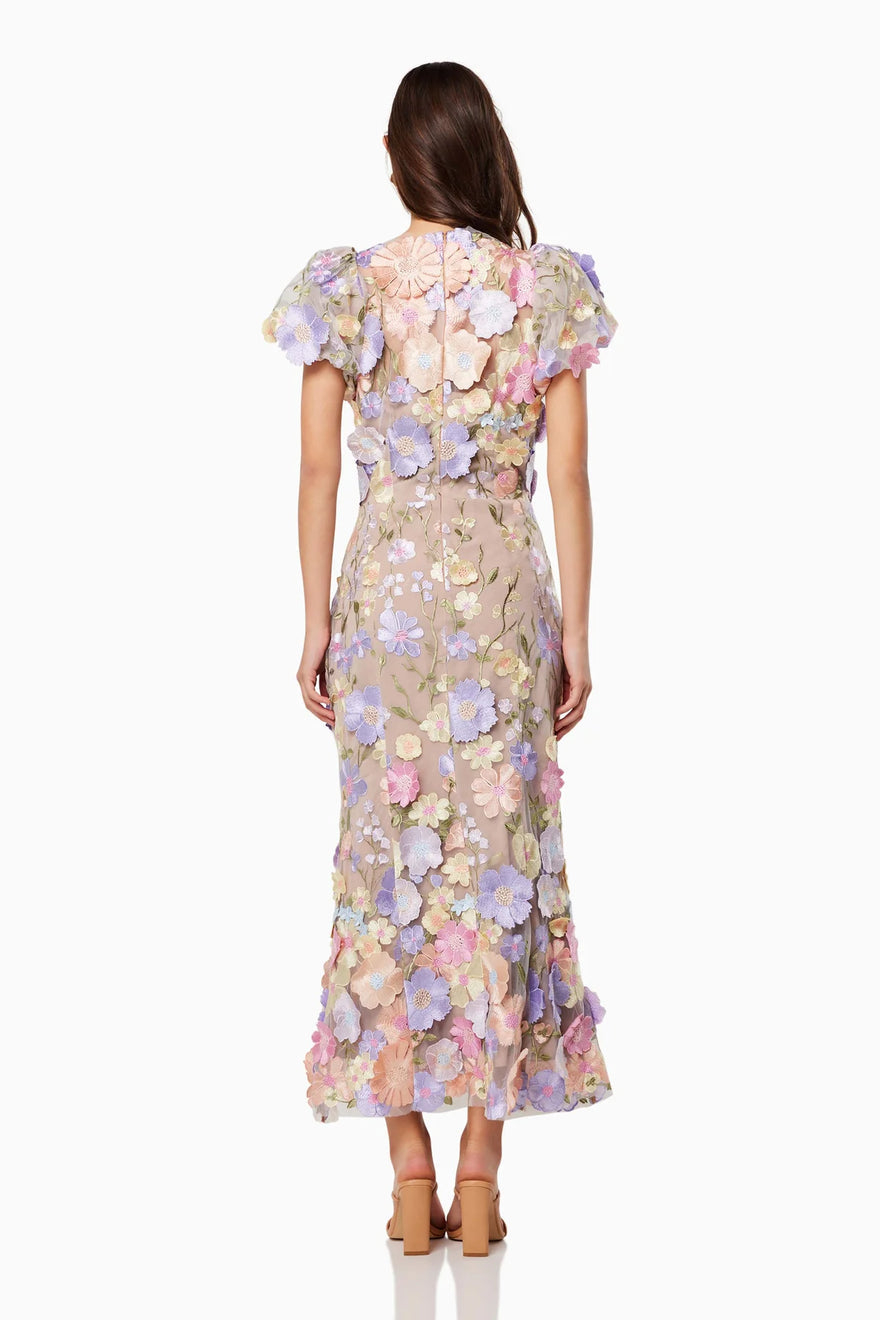 Caoilinn, floral midi dress, third view.