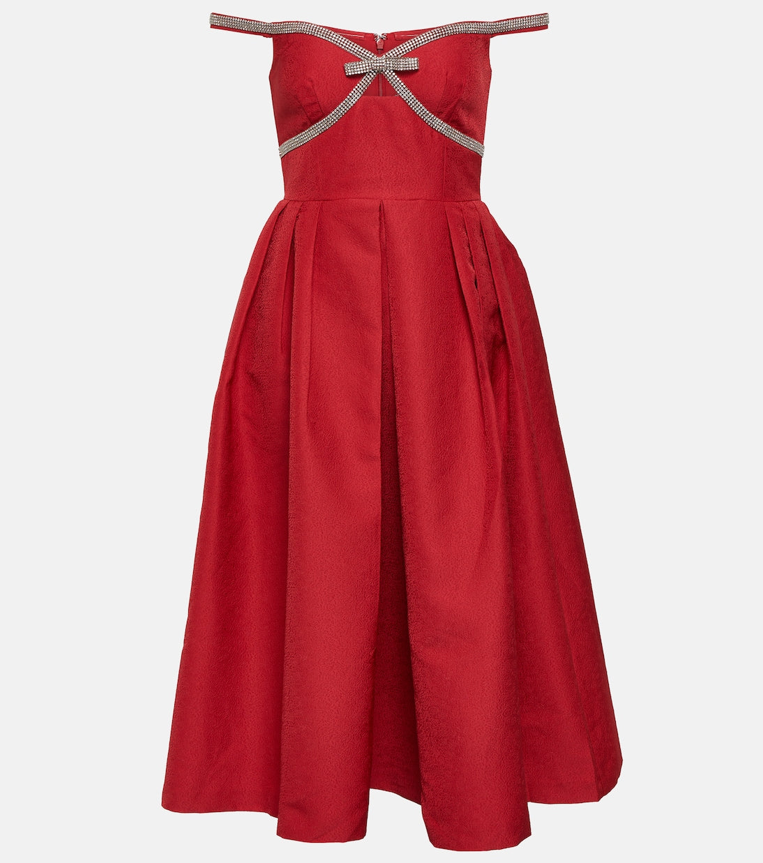 Avani, red midi dress, third view.