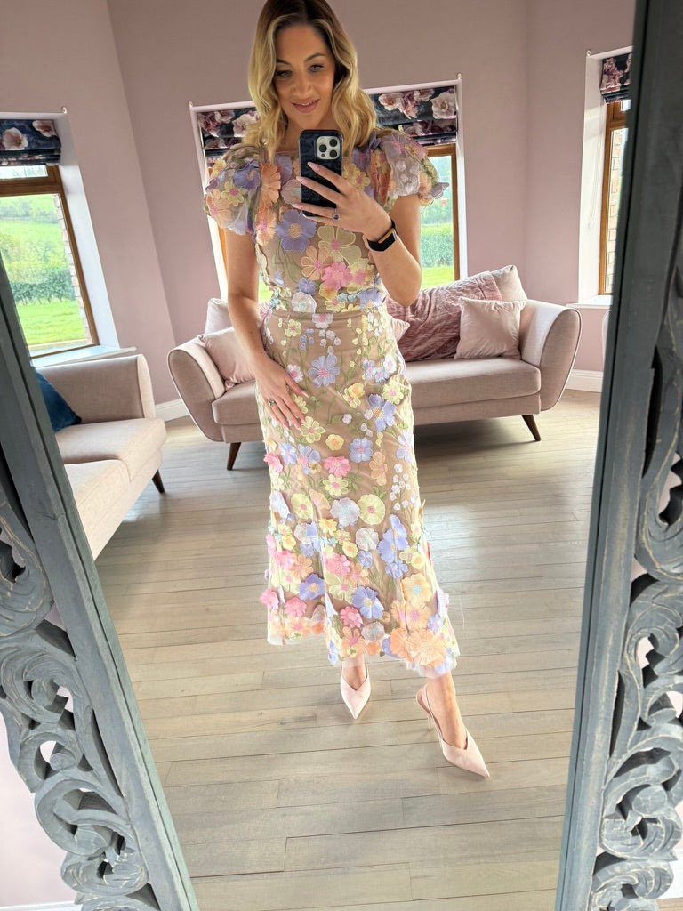 Caoilinn, floral midi dress, fourth view.