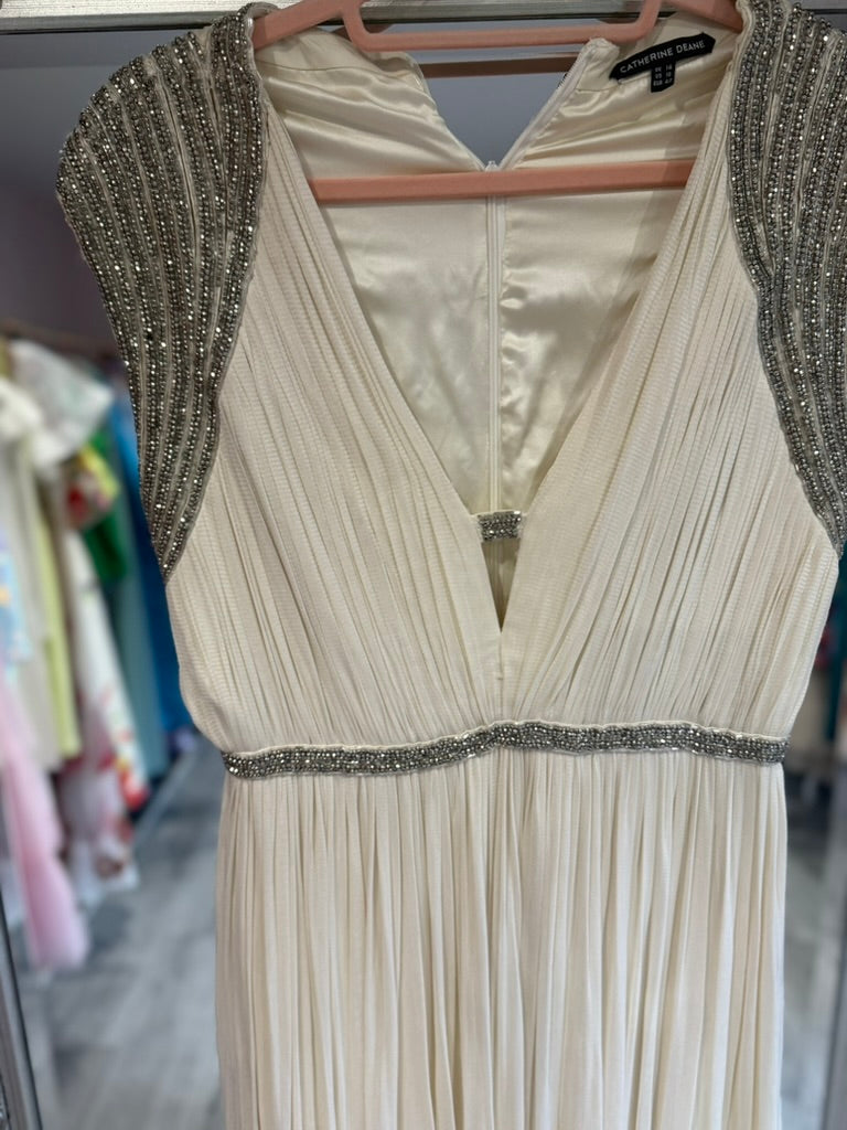 Briar, cream maxi dress, third view.