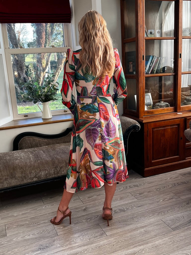Alice, green midi dress, second view.