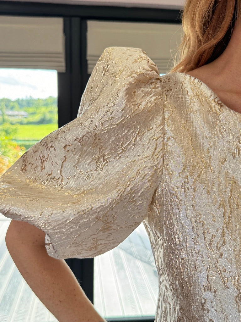 Trinity, cream midi dress, fifth view.