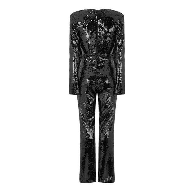 Victoria, black jumpsuit, second view.