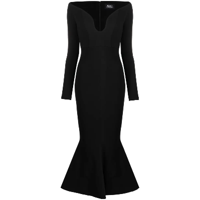 Athena, black midi dress, second view.