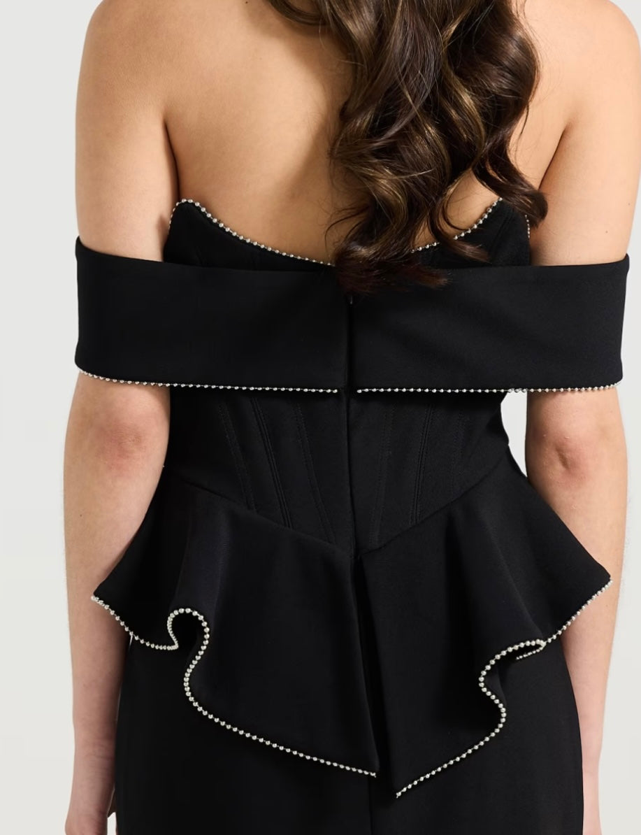 Sydney, black midaxi dress, fourth view.
