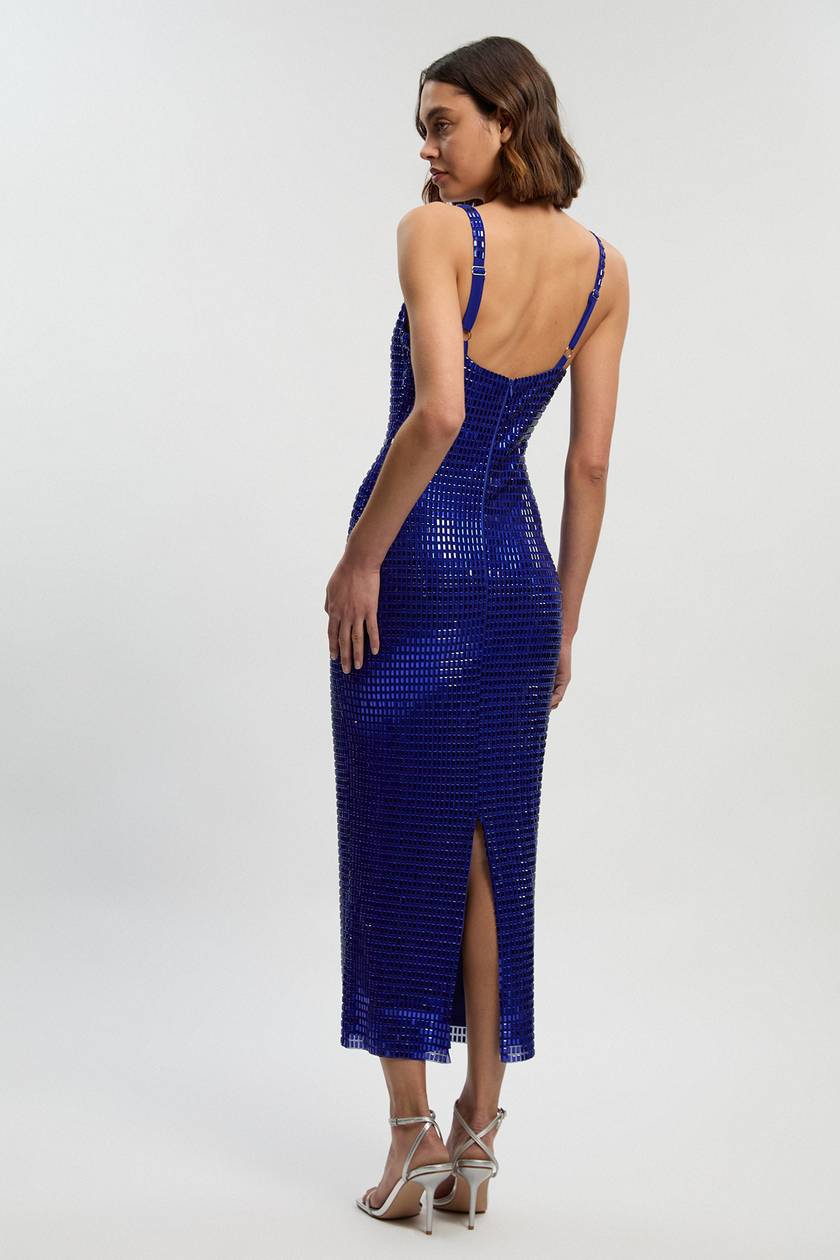Bonnie, blue midi dress, second view.