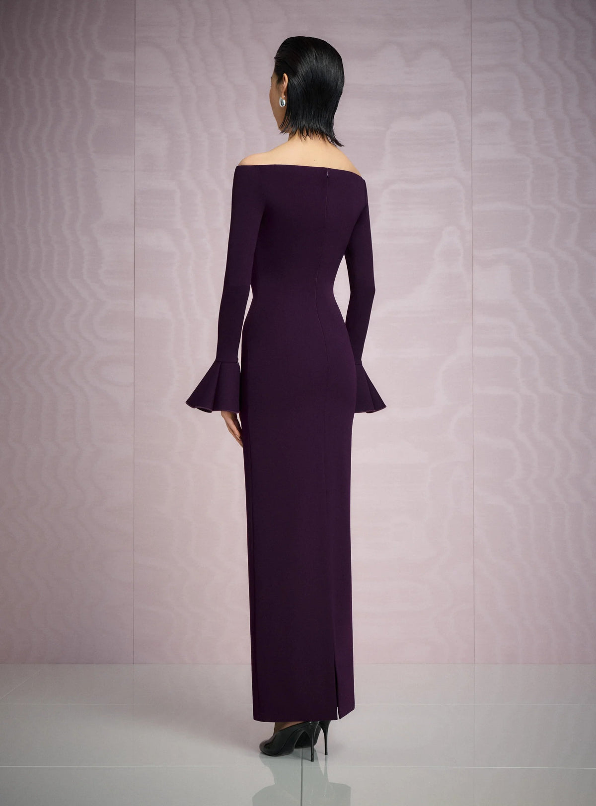 Mabel, purple maxi dress, third view.