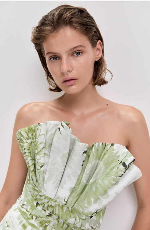Stella, green maxi dress, fourth view.
