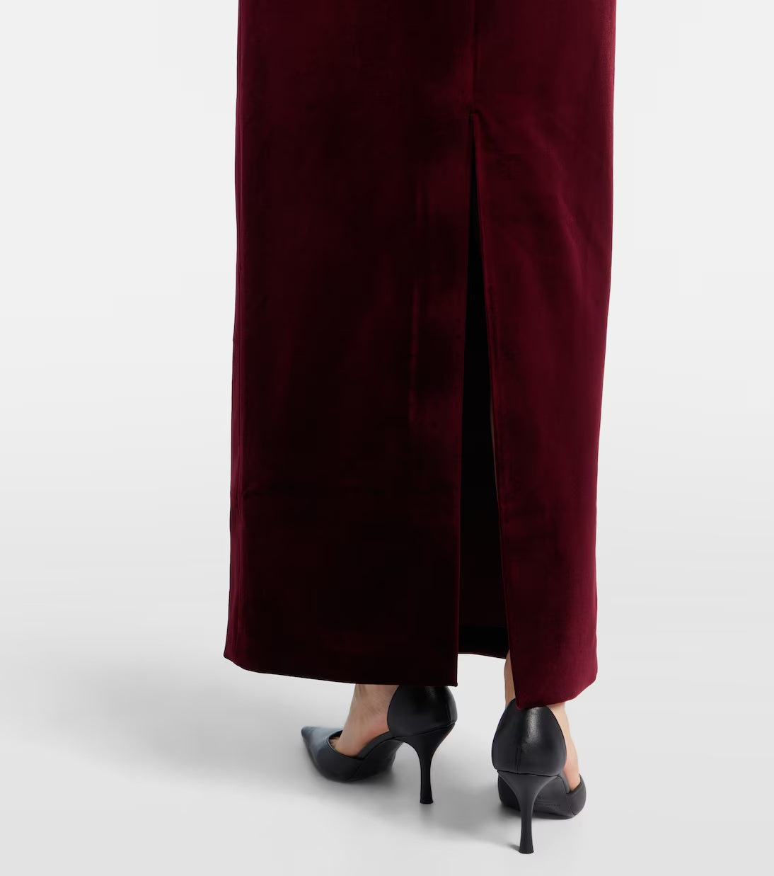 Valentina, burgundy maxi dress, third view.